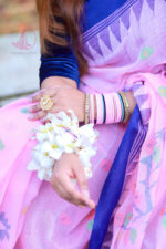 Pink and Blue Monipuri Saree - Image 2